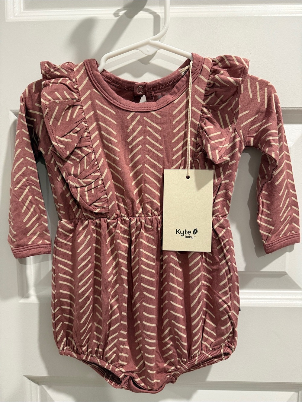 Kyte Baby Dusty Rose Herringbone Bubble Romper